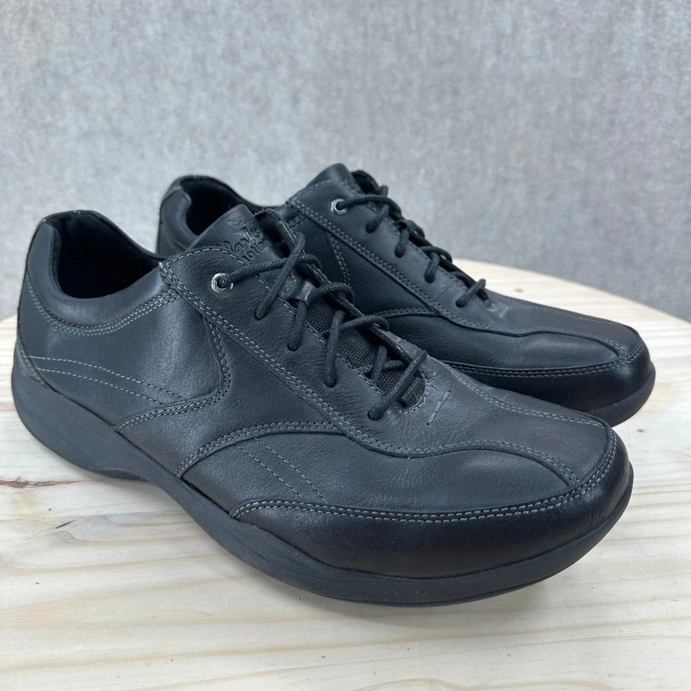 Clarks‎ Clarks Wave Walk Mens Black Leather Sneakers Lace Up Shoes 12 M